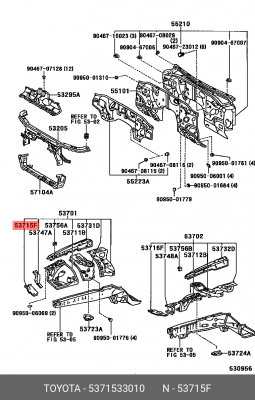 5371533010 КРОНШТЕЙН КУЗОВНОЙ 53715-33010 TOYOTA