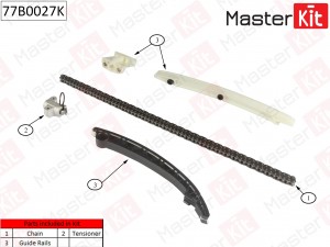 OPEL COMBO / CORSA C,D/ MERIVA ЦЕПЬ + НАТЯЖИТЕЛЬ + 3 УСПОКОИТЕЛЯ // // СМ. ФОТО 77B0027K MASTER KIT