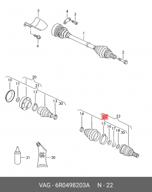 Пыльник ШРУСа VW Passat (05-) наружного комплект OE 6R0498203A VAG