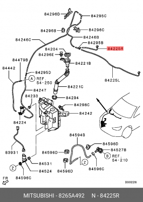 Жиклер MITSUBISHI ASX (10-) омывателя правый OE 8265A492 MITSUBISHI