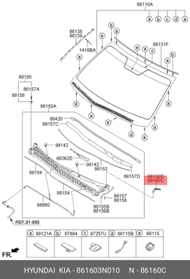 Кожух HYUNDAI Equus (09-) панели воздухозаборника OE 861603N010 HYUNDAI KIA