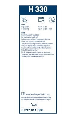 Щетка стеклоочистителя 330мм задняя Rear BOSCH 3 397 011 306 BOSCH