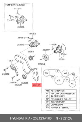Ремень приводной поликлиновой 7PK1935 HYUNDAI ix55 (07-) (3.0) OE 252123A100 HYUNDAI KIA
