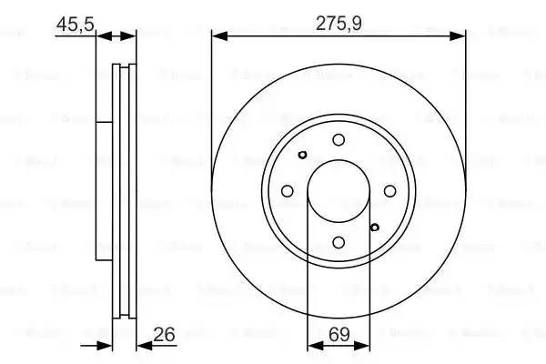 Диск тормозной MITSUBISHI Galant (96-) передний (1шт.) BOSCH 0 986 479 R94 BOSCH
