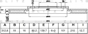 Диск тормозной задний вентилируемый GREAT WALL Safe 02- BS0474 BS0474 BLITZ