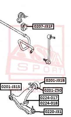 ВТУЛКА ПЕРЕДНЕГО СТАБИЛИЗАТОРА D22 NSB-J31F NISSAN 0207J31F 0207-J31F ASVA