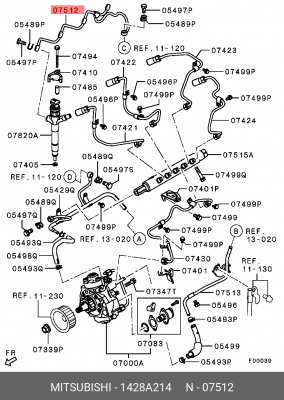 трубка топливная!\ Mitsubishi L200 12> 1428A214 MITSUBISHI
