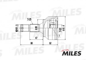 ШРУС наружный PEUGEOT 307 1.4/1.6 (GKN 303936) GA20378 GA20378 MILES