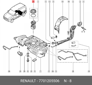 КОМП КРЕПЛ ТОПЛ НАСОСА (2ШТ) 7701205506 7701205506 RENAULT