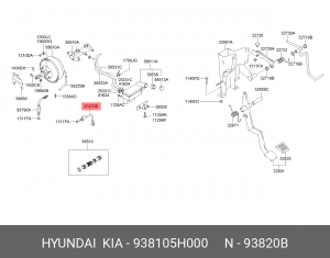 Выключатель HYUNDAI HD65,72,78,County стоп-сигнала OE 938105H000 HYUNDAI KIA