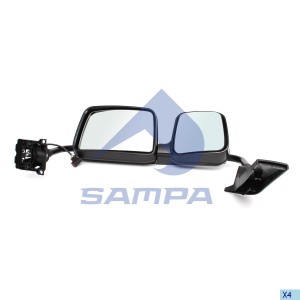 Зеркало боковое RENAULT Premium левое двойное черное (с подогревом) в сборе SAMP 078442 SAMPA