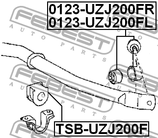 Втулка переднего стабилизатора D34 TSB-UZJ200F FEBEST