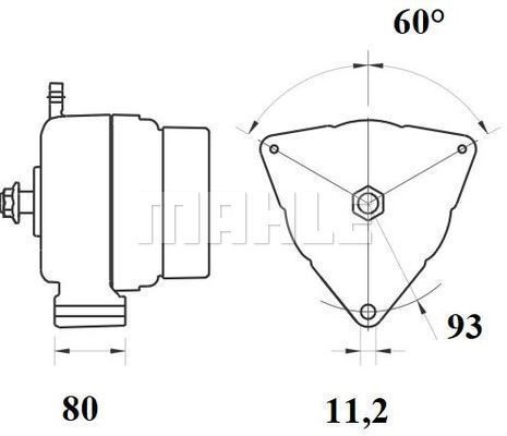 Генератор 28V 80A без шкива MG 818 MAHLE KNECHT
