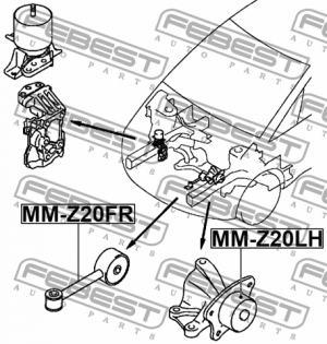 Опора двигателя передняя MITSUBISHI COLT Z21A/Z22A/Z23A/Z24A/Z25A/Z26A/Z27A/Z28A MM-Z20FR FEBEST