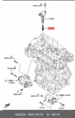СВЕЧА ЗАЖИГАНИЯ СХ-5 PE0118110 PE0118110 MAZDA