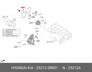 Ремень приводной поликлиновой 6PK1165 HYUNDAI Santa Fe (21-) KIA Sorento (21-) ( 252122R001 HYUNDAI KIA