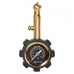 Манометр шинный ( 7атм) металл (40мм, обрезиненный, клапан сброса) /AIRLINE/ AEAS001 AIRLINE