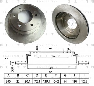диск тормозной задний!\ Mitsubishi Pajero III/IV/Pajero Sport 3.5-3.8i/2.5-3.2D  BS0653 BLITZ