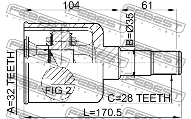 ШРУС 0511-M6MTLH 0511-M6MTLH FEBEST