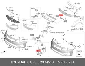 Заглушка KIA Optima (18-) фары противотуманной левой (LED) OE 86523D4510 HYUNDAI KIA