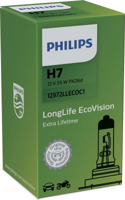 Лампа 12V H7 55W PX26d Long Life Eco Vision PHILIPS 12972LLECOC1 PHILIPS