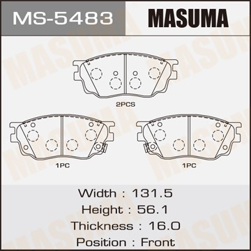 колодки дисковые перед.!\ Mazda 6 GG/GG1 1.8i/2.0Di 02> MS5483 MASUMA