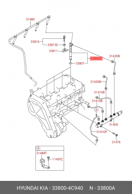 Форсунка HYUNDAI EX6,8 (15-) дв.D4CC топливная OE 338004C940 HYUNDAI KIA