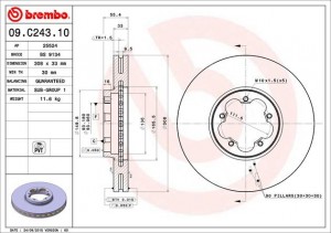 09.C243.10 диск тормозной передний!\ Ford Transit/Transit Custom 2.0d/2.2d 12> 09.C243.10 BREMBO
