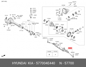 Рейка рулевая KIA Bongo 3 (06-) (4WD) с ГУР в сборе OE 577004E440 HYUNDAI KIA