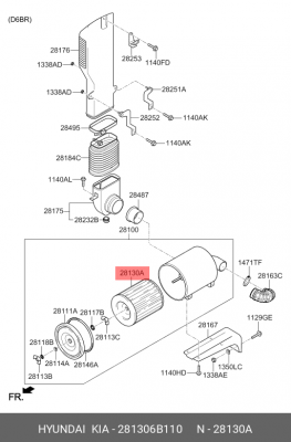 Фильтр воздушный HYUNDAI HD120 дв.D6GA OE 28130-6B110 HYUNDAI KIA