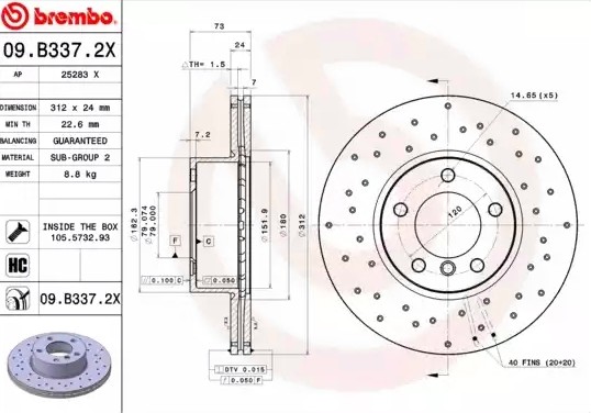 Диск перфорированный Brembo Xtra 09.B337.2X 09.B337.2X BREMBO