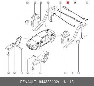 торсион крышки багажника лев!\ Renault 844333102R RENAULT