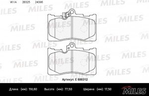 Колодки тормозные передние (Смесь CERAMIC серия PRO) LEXUS GS 300/450h/460 05- ( E500312 MILES