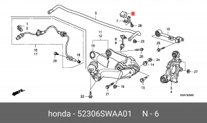 Втулка стабилизатора 52306SWAA01 52306-SWA-A01 HONDA