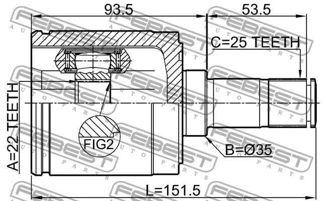 ШРУС внутр правый HONDA CIVIC EU/EP/ES 2001-2006 0311-ESMTRH 0311-ESMTRH FEBEST