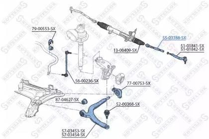 тяга рулевая!\ Citroen C5 all 01> 55-03388-SX STELLOX