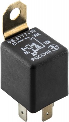 Реле электромагнитное 12V 4-х контактное 30А замыкающее с кронштейном ЭМИ 98.3777-10 EMI