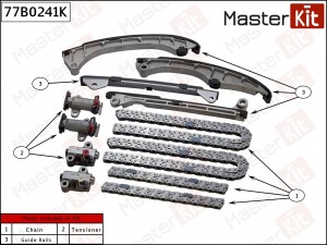Комплект цепи ГРМ TOYOTA LAND CRUISER 200/LEXUS LX570 3UR-FE 07- (без звездочек) 77B0241K MASTER KIT