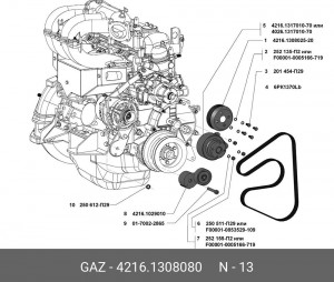 Ролик ГАЗ дв.4216 Евро-3 ПК ремень алюминевый 4216-1308080 4216-1308080 GAZ GAZ