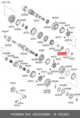 Подшипник КПП HYUNDAI Accent (99-),Getz (02-),i30 OE 4322023000 HYUNDAI KIA