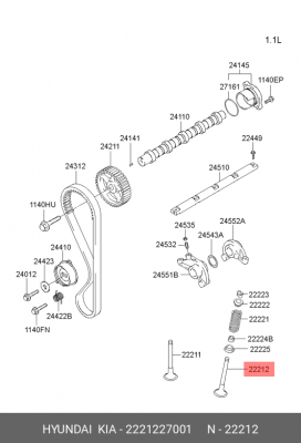 Клапан выпускной HYUNDAI Santa Fe (00-) (D4EA) OE 2221227001 HYUNDAI KIA