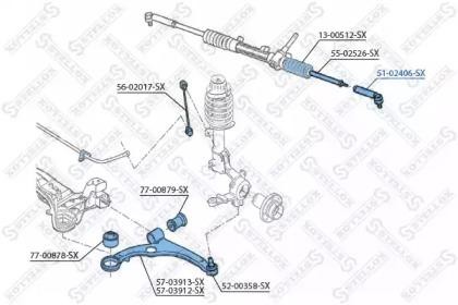 наконечник рулевой!\ Fiat Stilo all 01> 51-02406-SX STELLOX