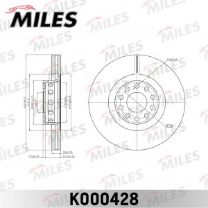 Диск тормозной передний D323мм. AUDI A8 2.5-6.0 94-10/VW PHAETON 3.2 02- (TRW DF K000428 MILES