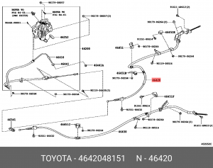 трос ручного тормоза!\ Toyota Highlander/Kluger, Lexus LX470 98-07 46420-48151 TOYOTA