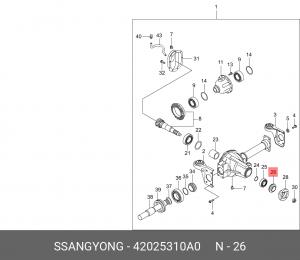 Сальник SSANGYONG Actyon (06-),Kyron (05-),Actyon Sports (06-) (D20,E23) хвостов 42025310A0 SSANG YONG