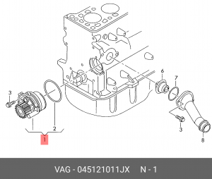 Насос водяной VW Polo SKODA Fabia OE 045 121 011 JX VAG