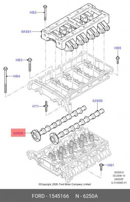 Вал распределительный FORD Transit (06-14) (2.4) выпускной OE 1545166 FORD