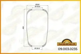 Пневморессора Premium без стакана и крышки (чулок) 716N 265/225/130,8/455 MAN Bu 090030235 SONDER
