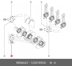Вкладыши коренные 122074932R 122074932R RENAULT