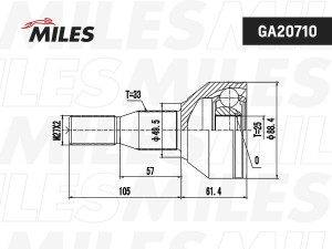 ШРУС наружный OPEL: SINTRA 2.2i 16v, 3.0i 24v 96-00 (GM 0374281) GA20710 GA20710 MILES